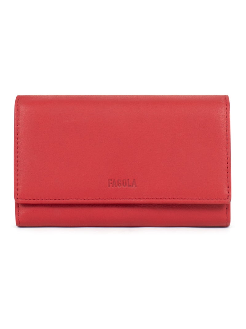 Portefeuille - 1 volet - Stop RFID - Cuir Rouge foncé - Kiabi