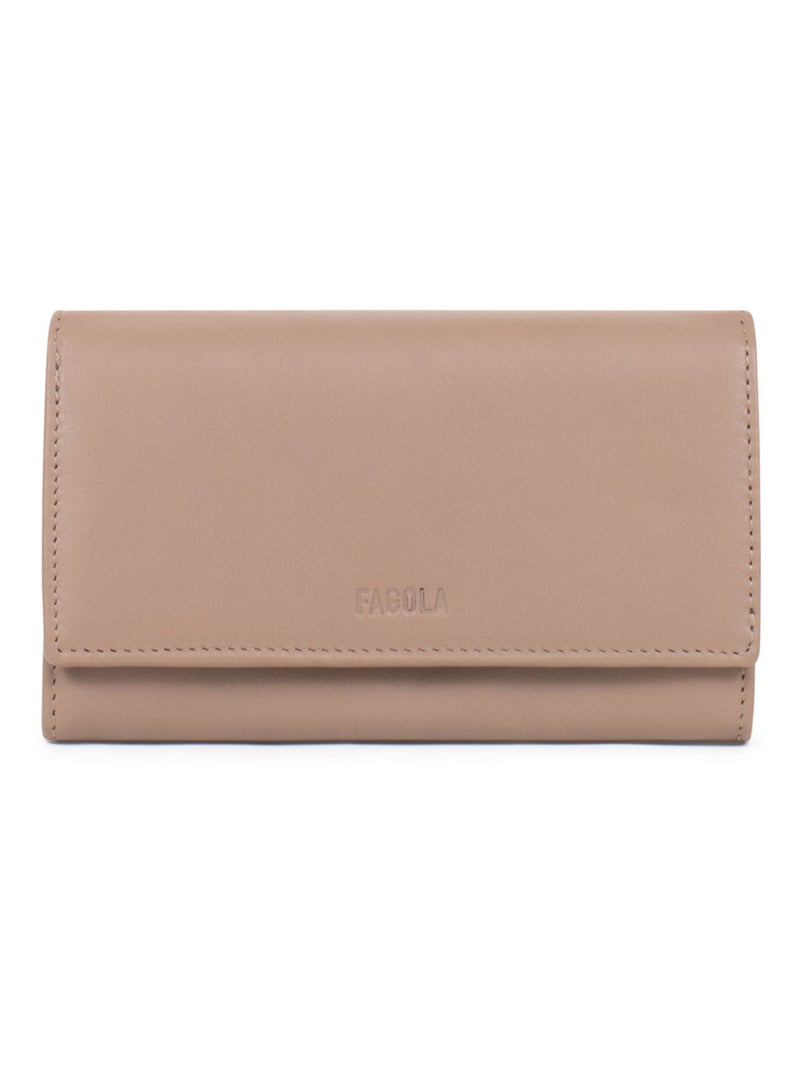 Portefeuille - 1 volet - Stop RFID - Cuir Taupe - Kiabi