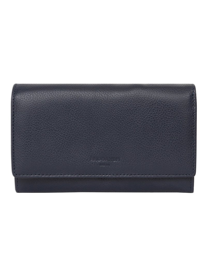 Portefeuille  1 volet  Cuir CONFORT Bleu marine - Kiabi