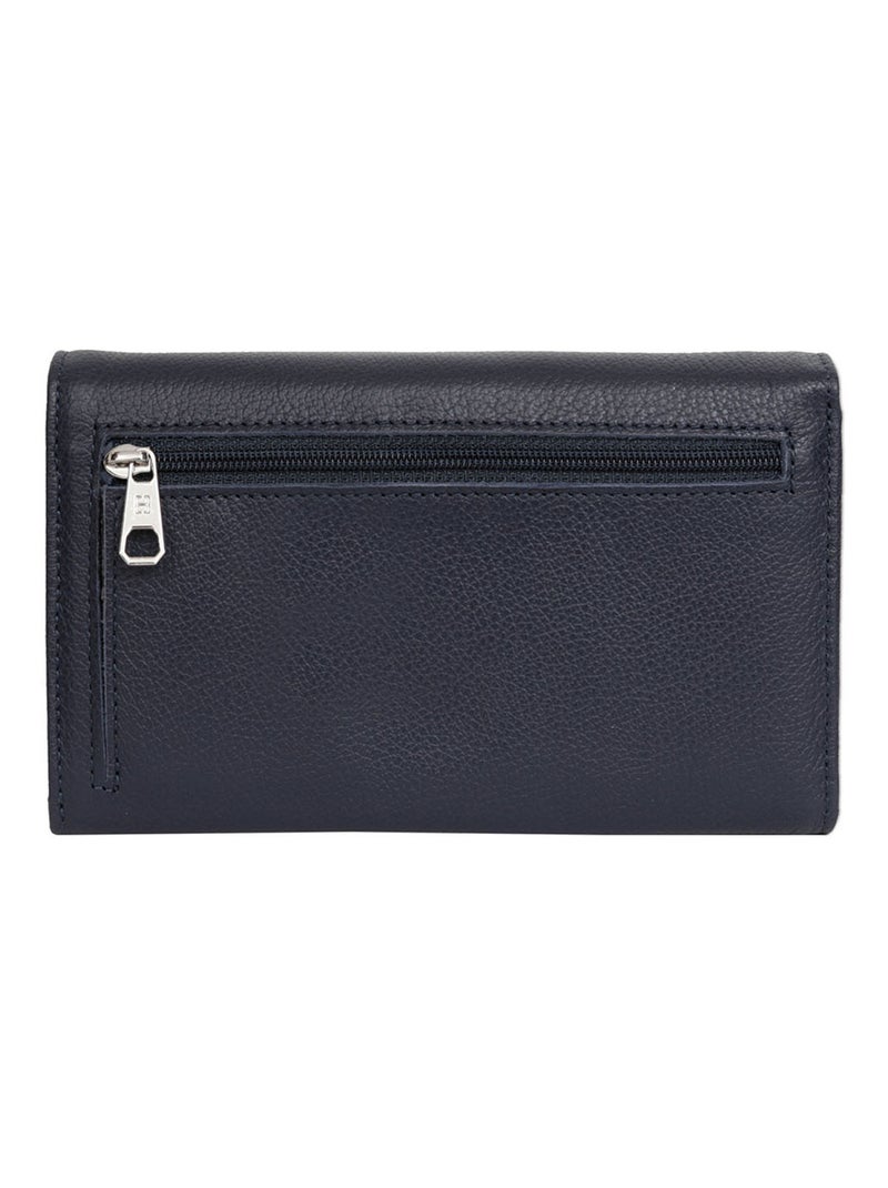 Portefeuille  1 volet  Cuir CONFORT Bleu marine - Kiabi