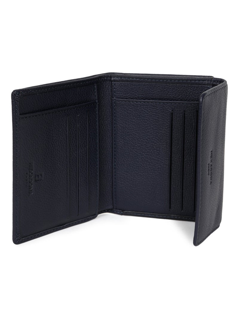 Portefeuille  1 volet  Cuir CONFORT Bleu marine - Kiabi