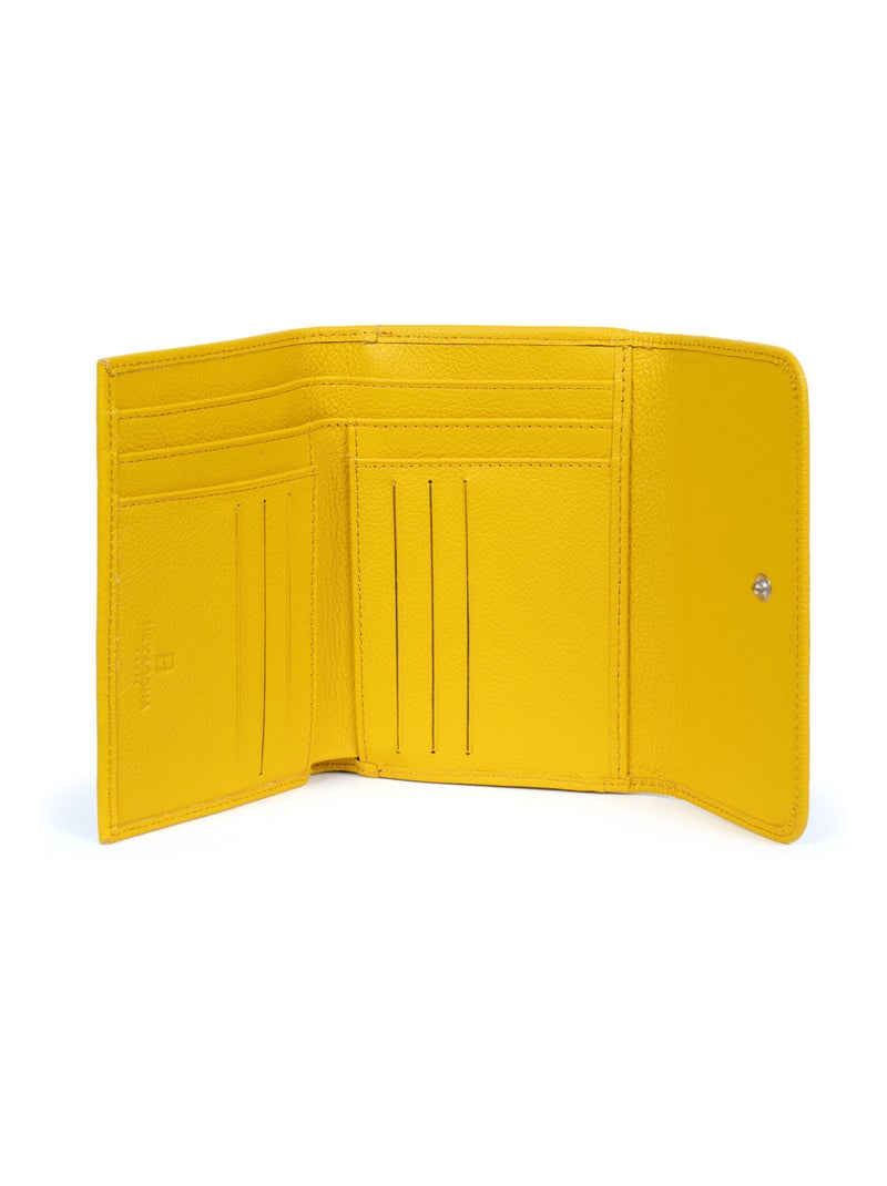 Portefeuille  1 volet  Cuir CONFORT Jaune - Kiabi