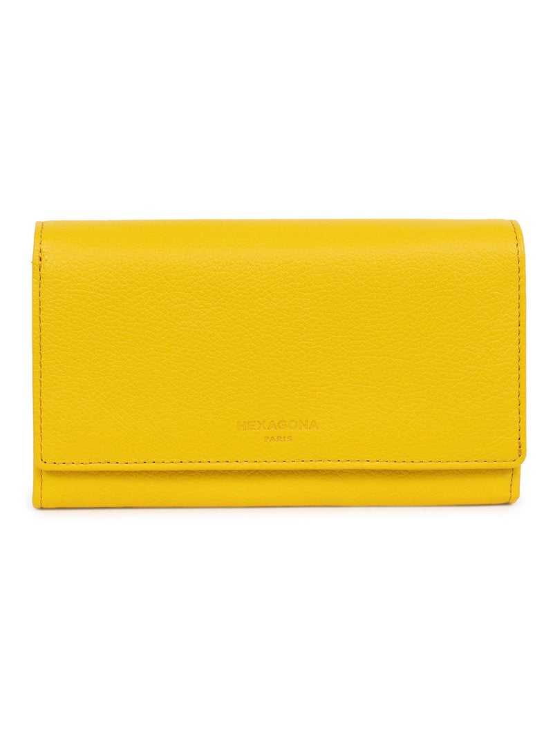 Portefeuille  1 volet  Cuir CONFORT Jaune - Kiabi