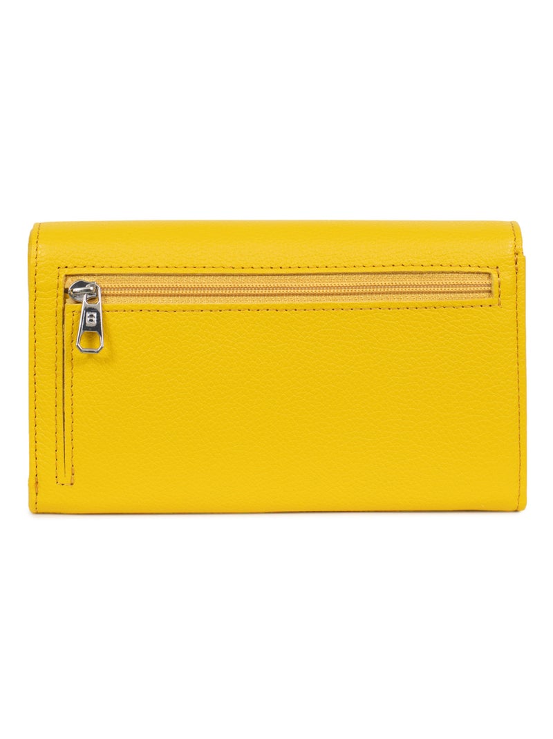 Portefeuille  1 volet  Cuir CONFORT Jaune - Kiabi