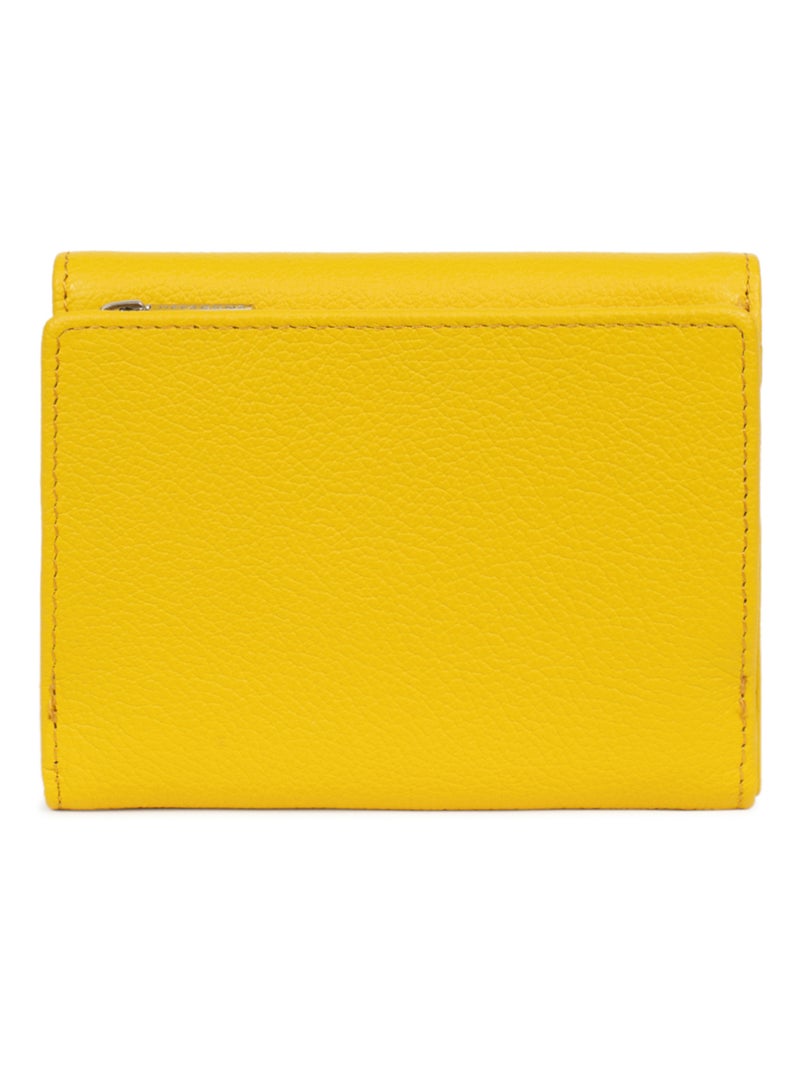 Portefeuille  1 volet  Cuir CONFORT Jaune - Kiabi