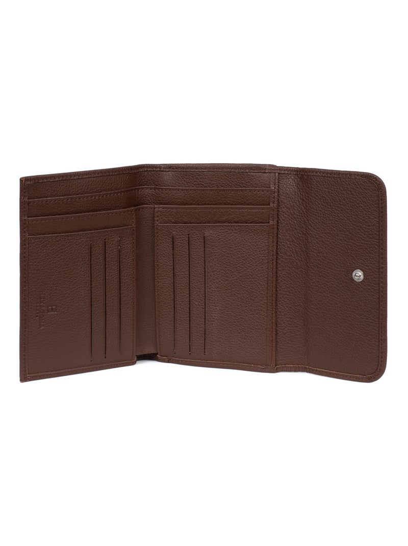 Portefeuille  1 volet  Cuir CONFORT Marron chocolat - Kiabi