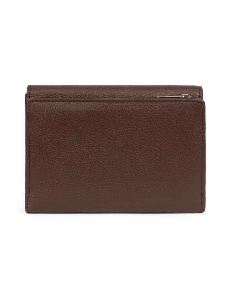 Portefeuille  1 volet  Cuir CONFORT Marron chocolat - Kiabi