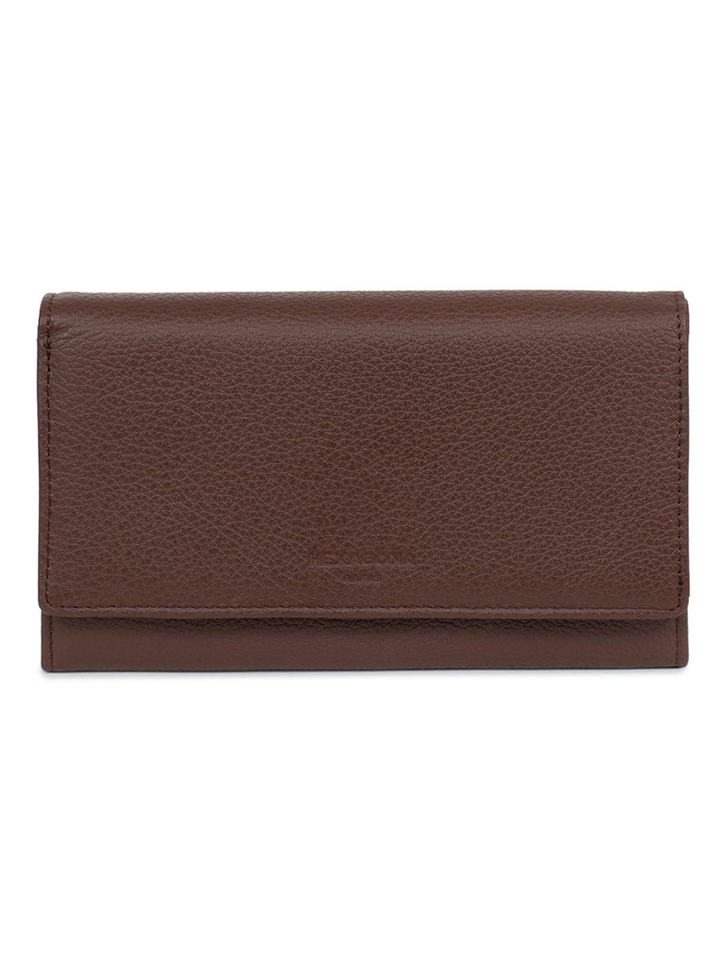 Portefeuille  1 volet  Cuir CONFORT Marron chocolat - Kiabi