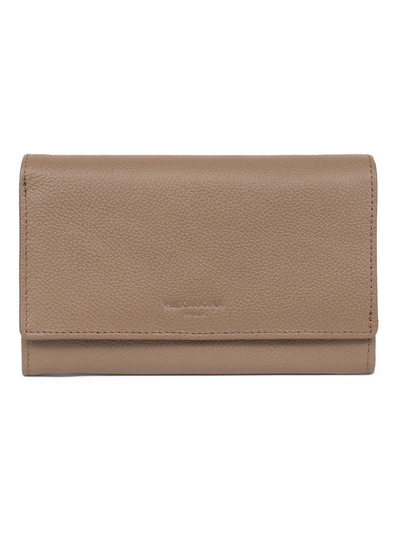 Portefeuille  1 volet  Cuir CONFORT Marron clair - Kiabi
