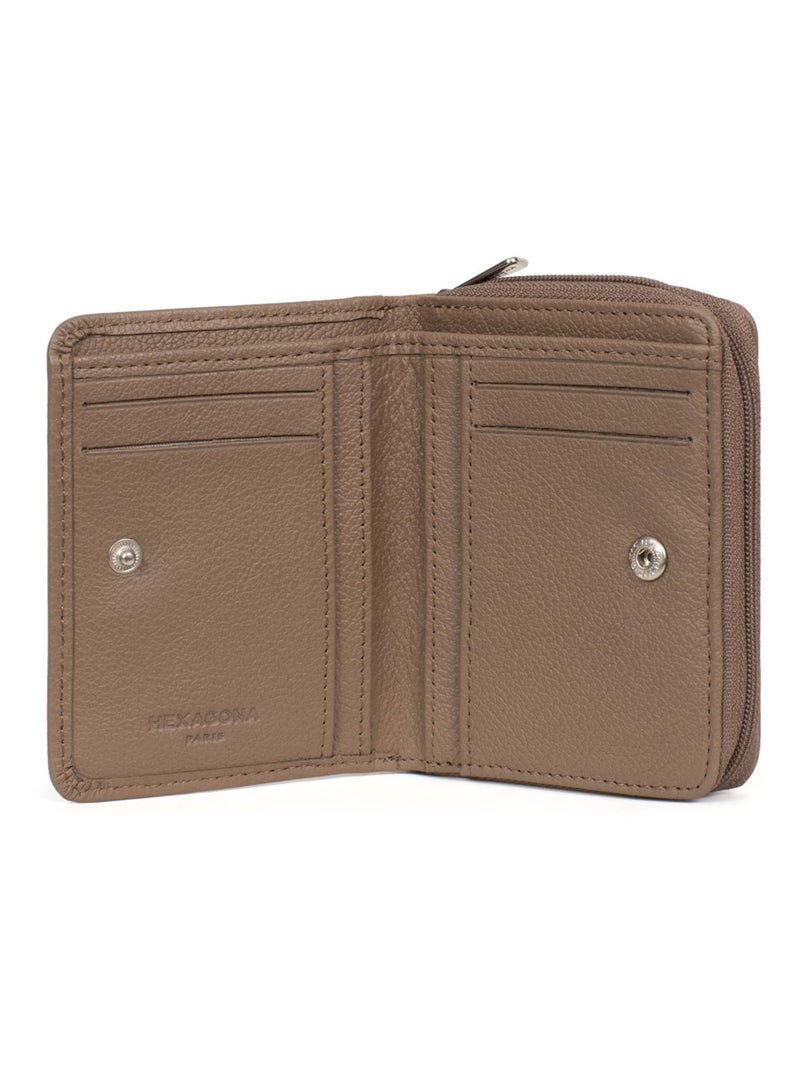 Portefeuille  1 volet  Cuir CONFORT Marron glacé - Kiabi
