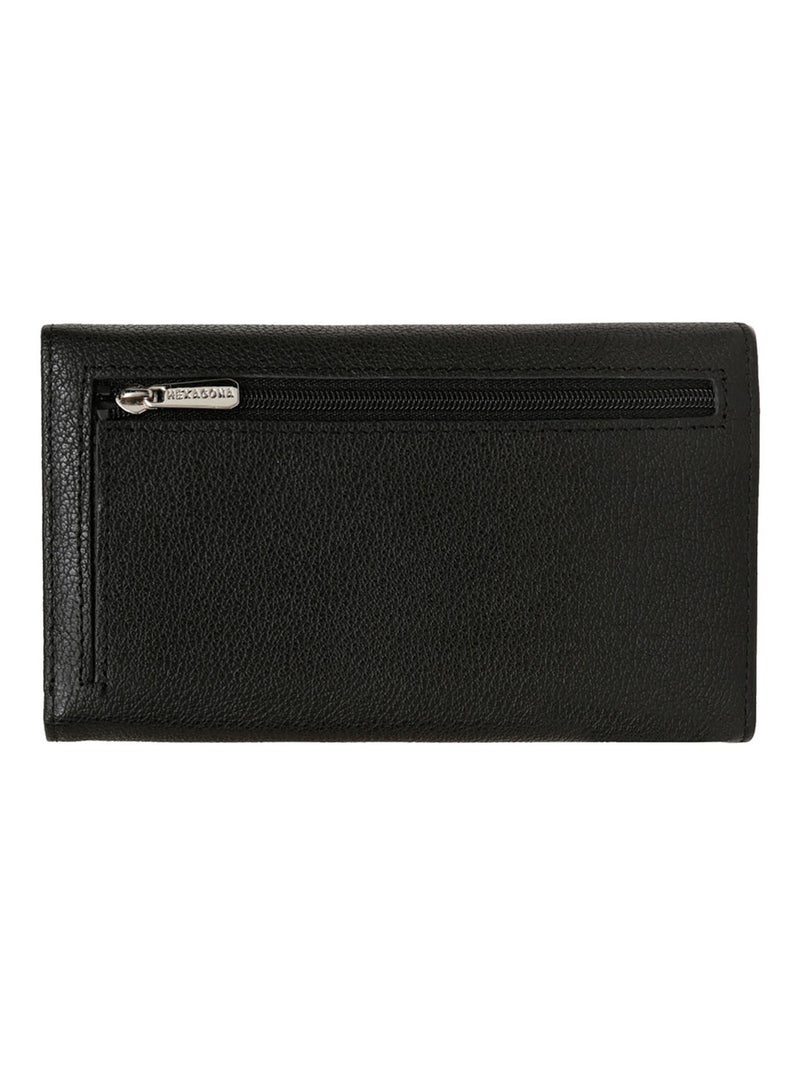 Portefeuille  1 volet  Cuir CONFORT Noir - Kiabi