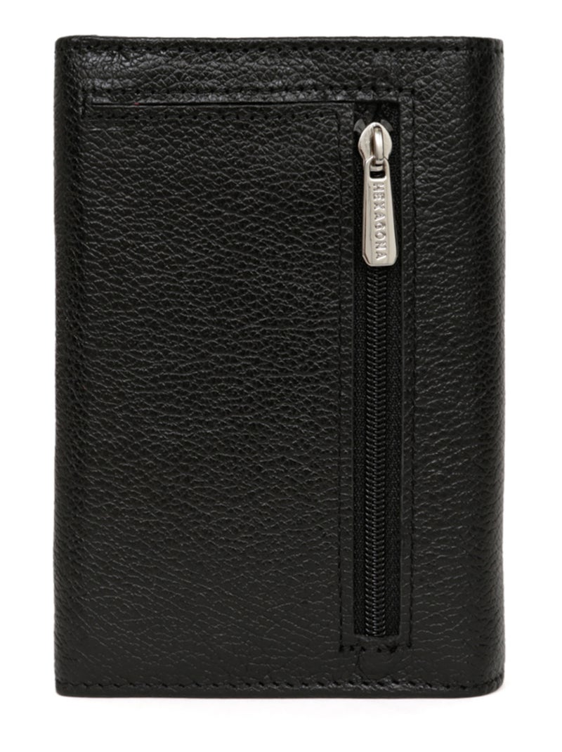 Portefeuille  1 volet  Cuir CONFORT Noir - Kiabi