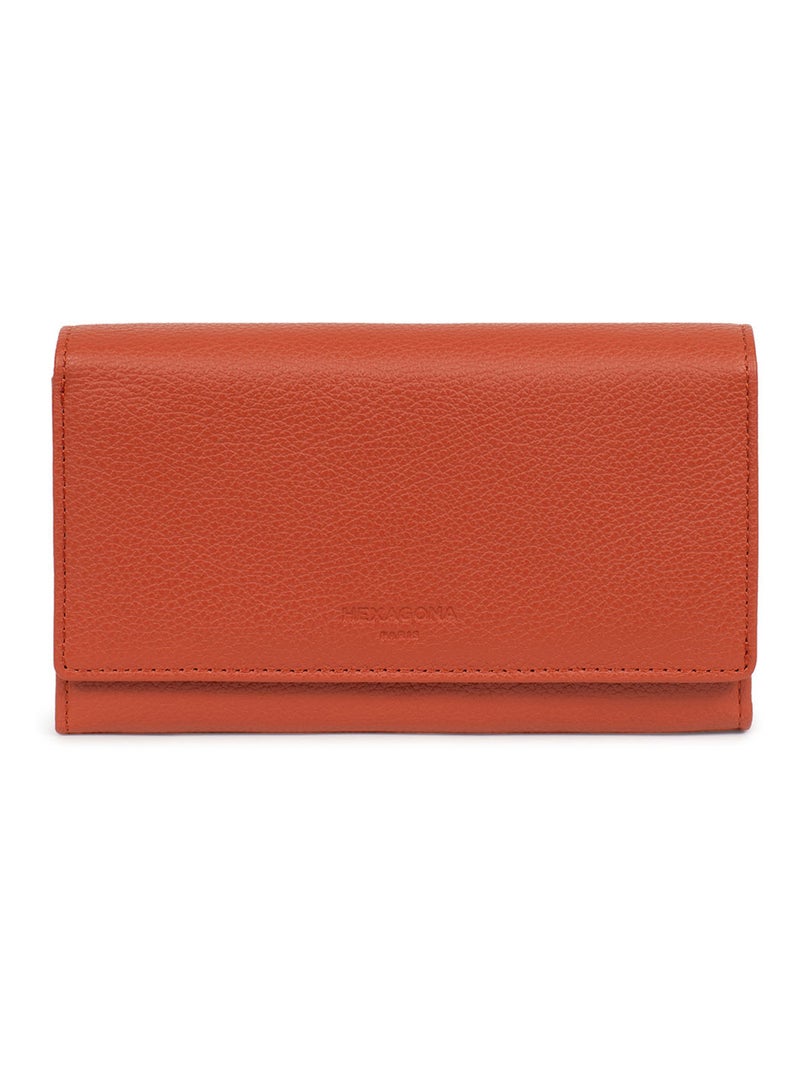 Portefeuille  1 volet  Cuir CONFORT Orange - Kiabi