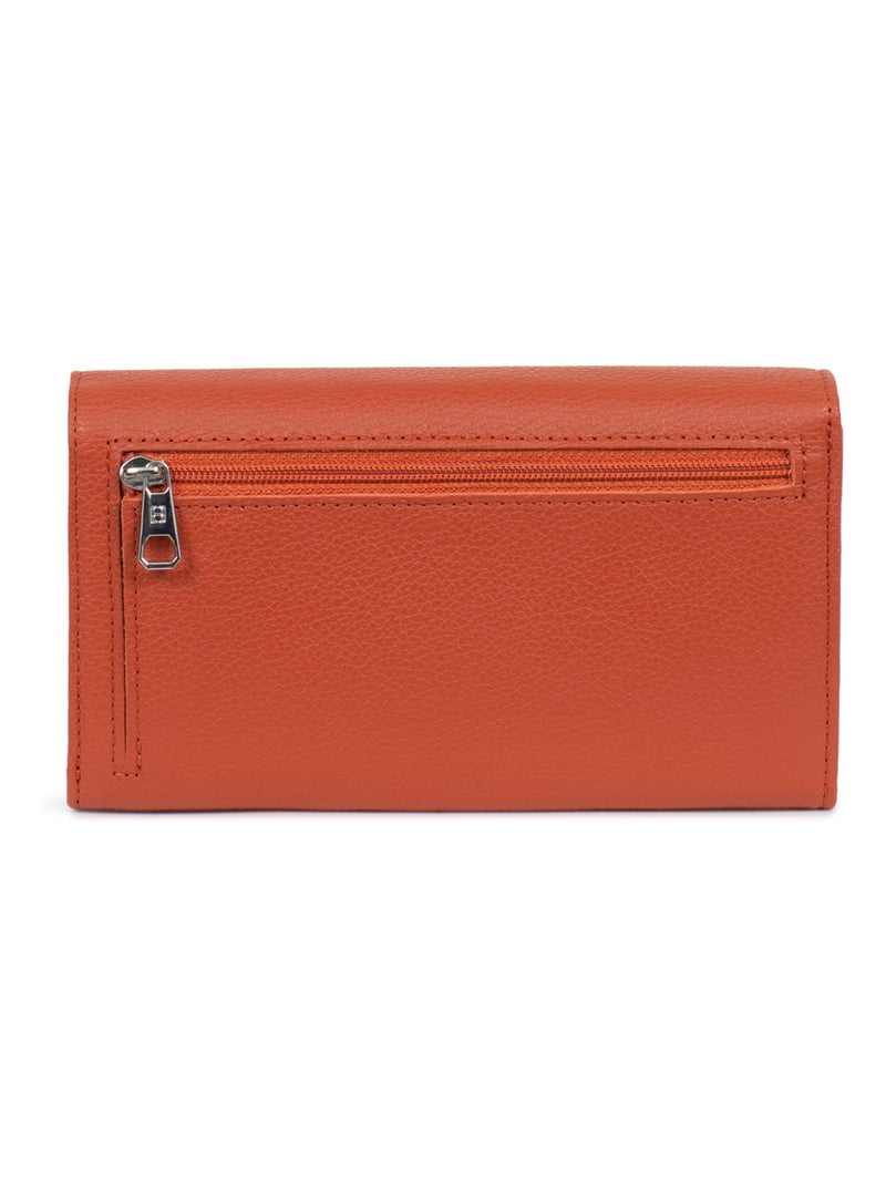 Portefeuille  1 volet  Cuir CONFORT Orange - Kiabi