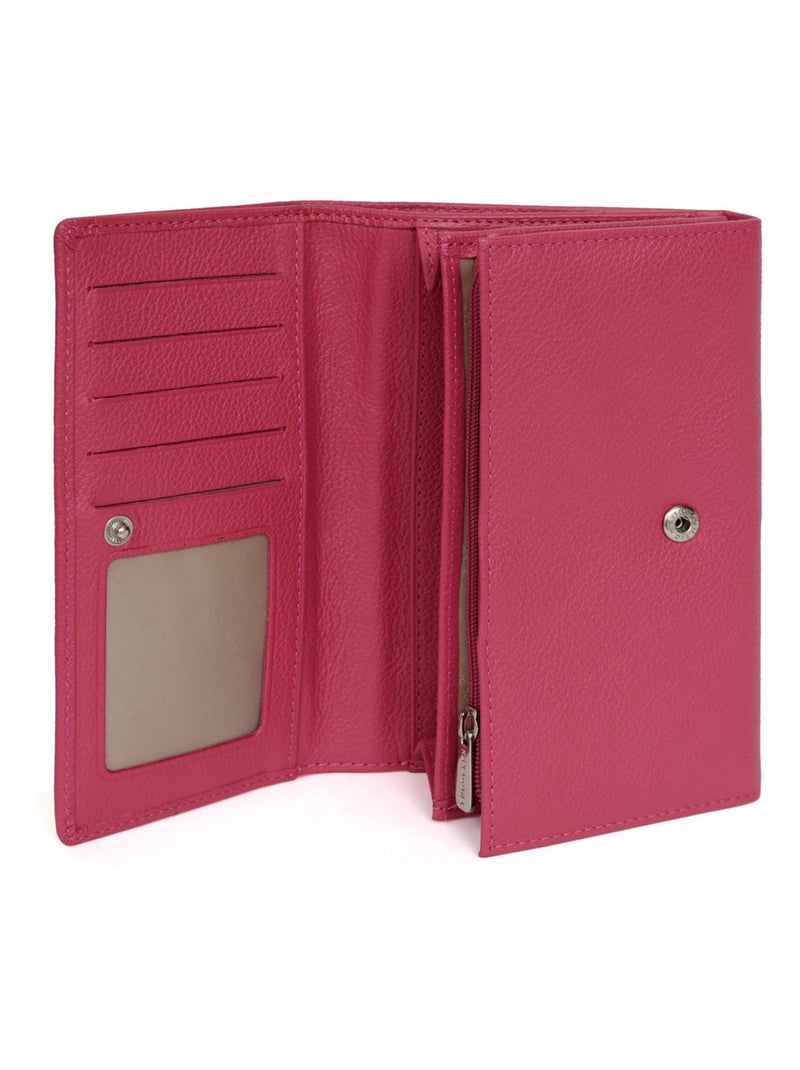 Portefeuille  1 volet  Cuir CONFORT Rose fushia - Kiabi