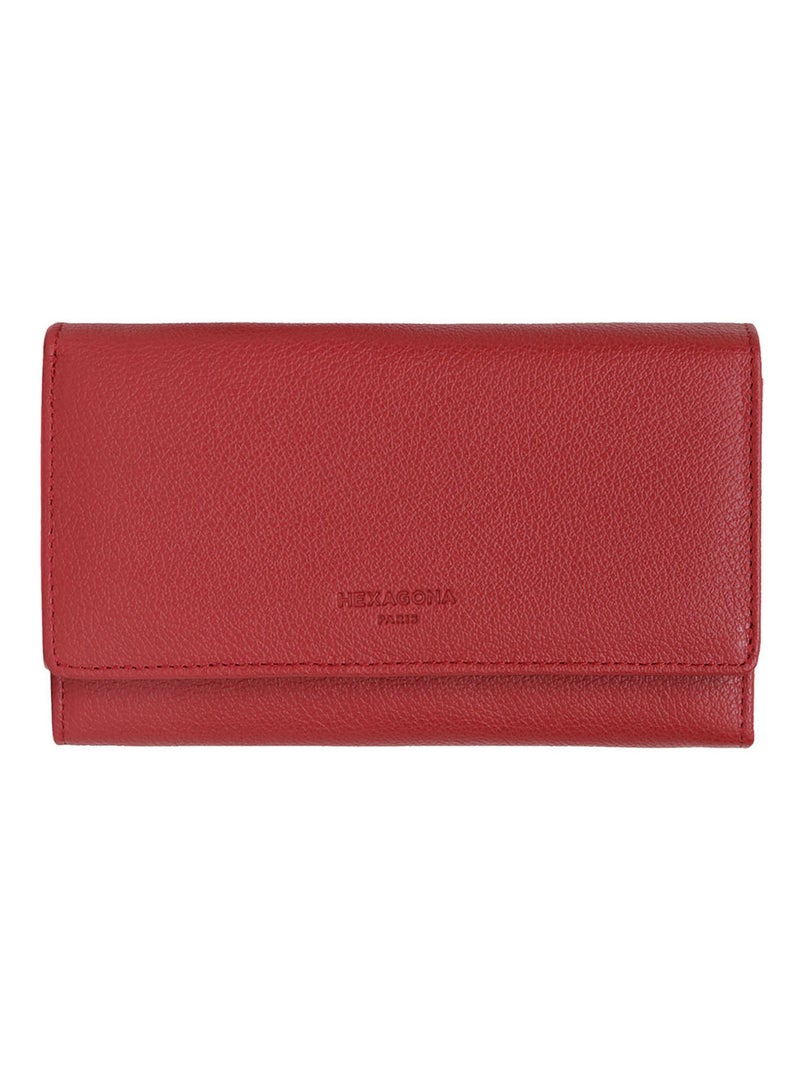 Portefeuille  1 volet  Cuir CONFORT Rouge foncé - Kiabi