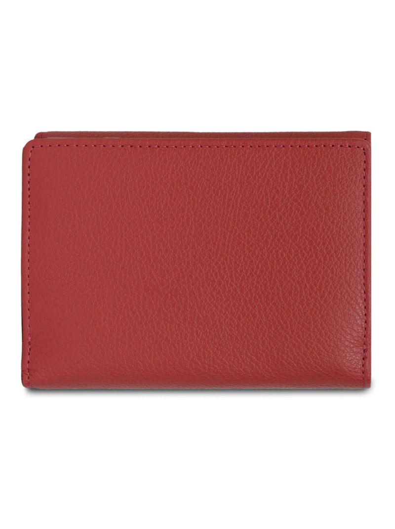 Portefeuille  1 volet  Cuir CONFORT Rouge foncé - Kiabi