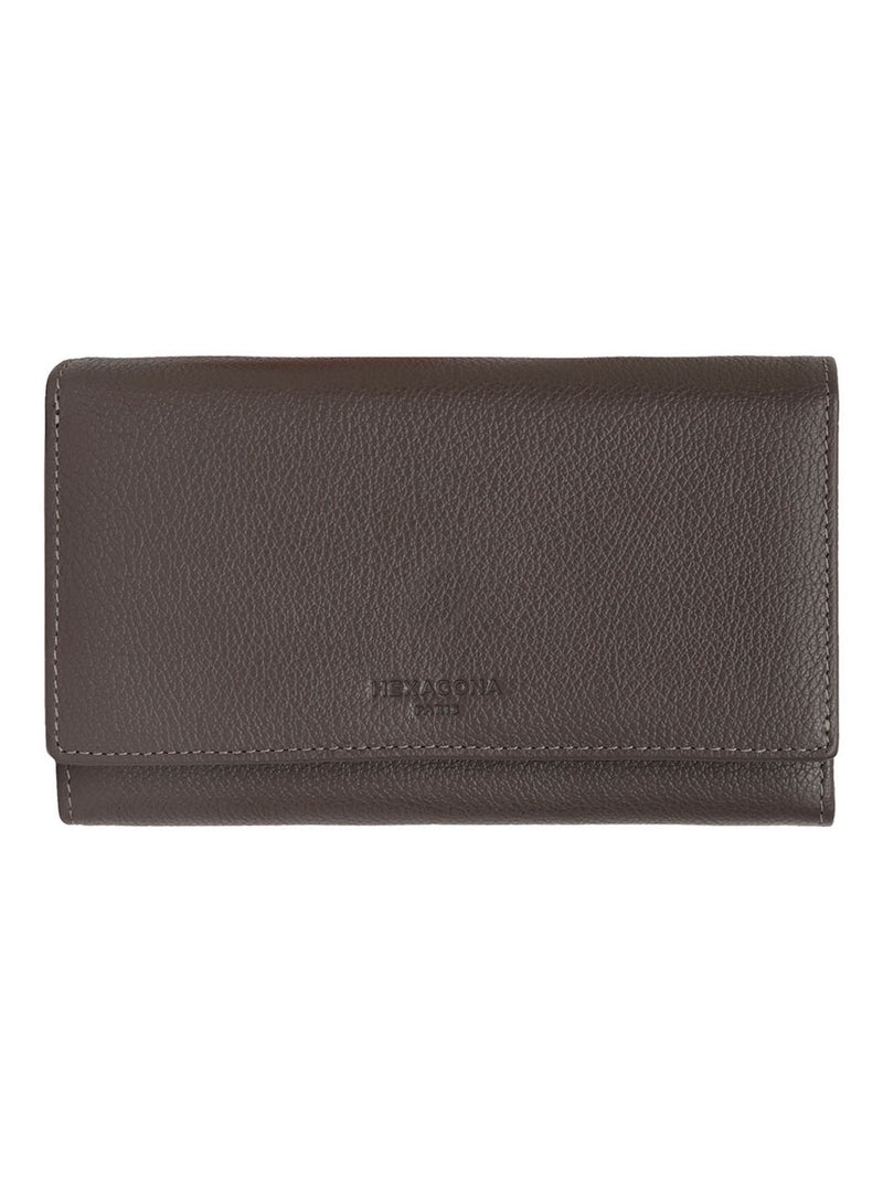 Portefeuille  1 volet  Cuir CONFORT Taupe - Kiabi