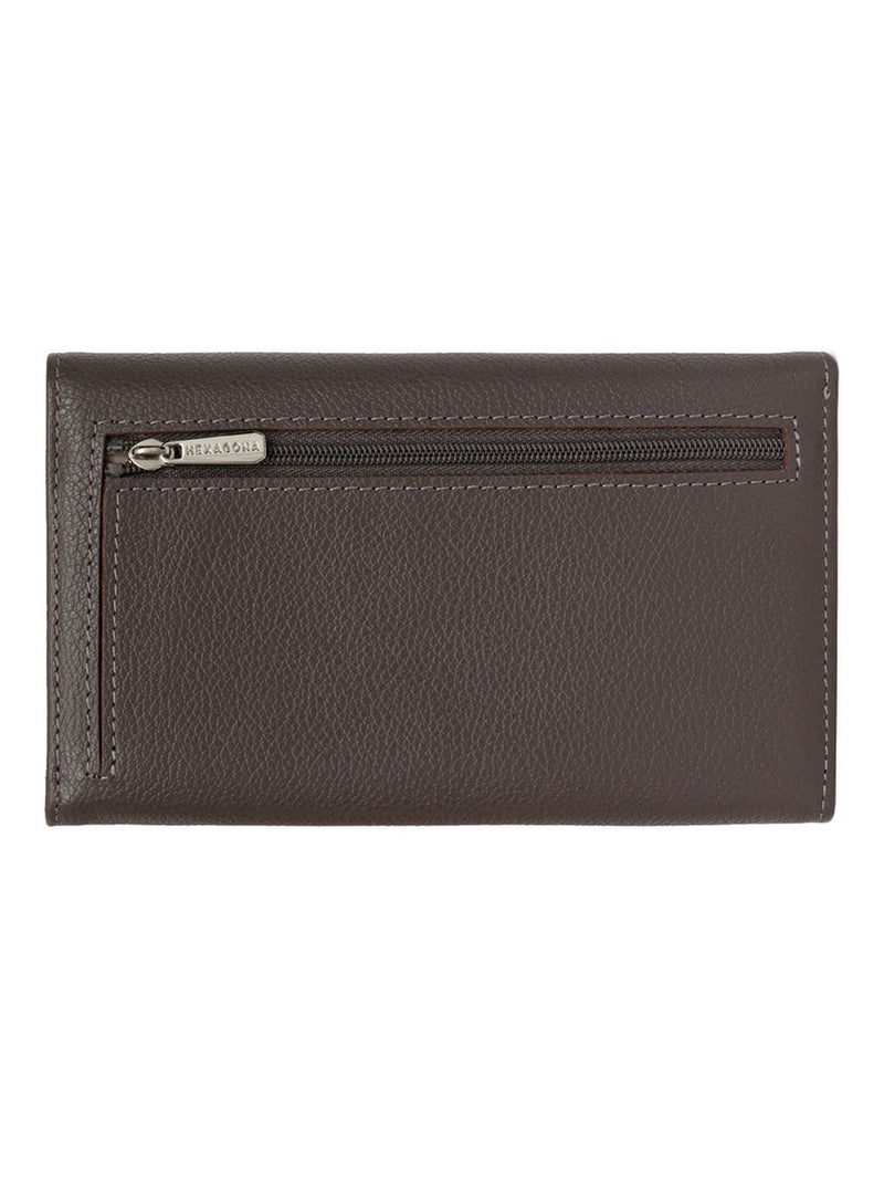 Portefeuille  1 volet  Cuir CONFORT Taupe - Kiabi
