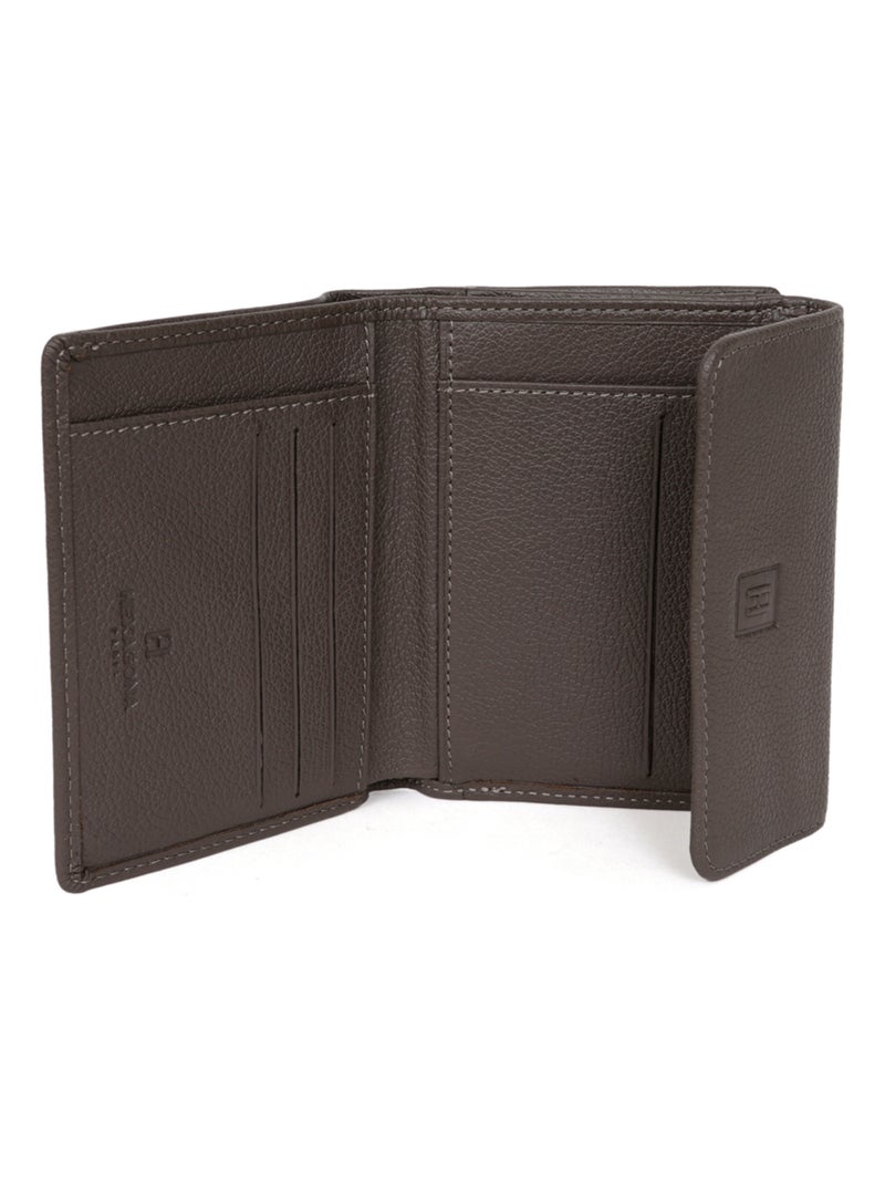 Portefeuille  1 volet  Cuir CONFORT Taupe - Kiabi