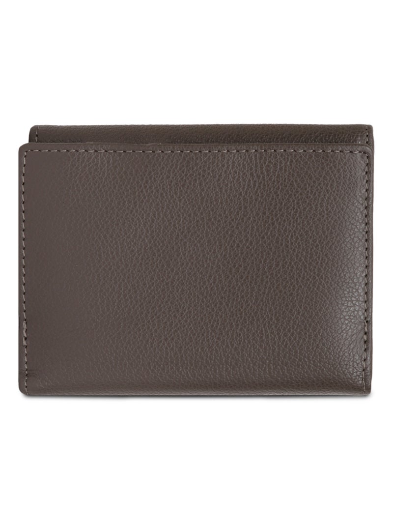 Portefeuille  1 volet  Cuir CONFORT Taupe - Kiabi