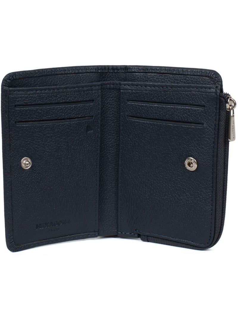 Portefeuille  1 volet  Stop RFID  Cuir CONFORT Bleu marine - Kiabi