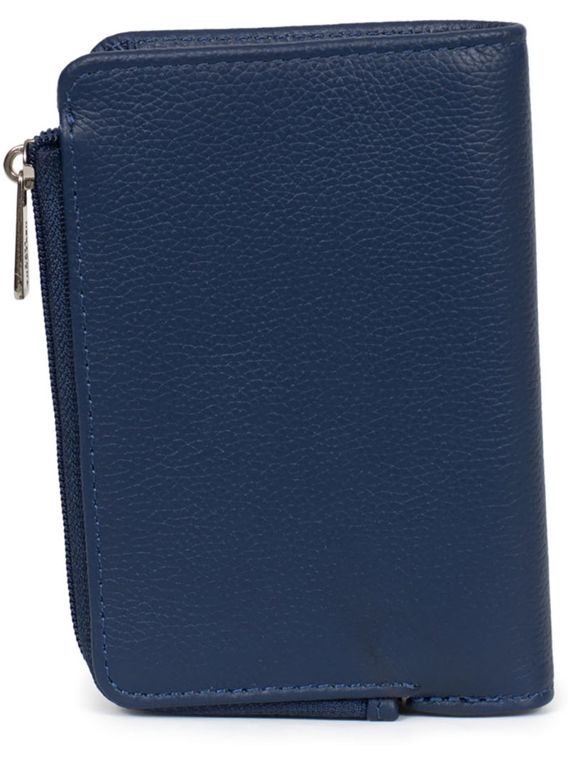 Portefeuille  1 volet  Stop RFID  Cuir CONFORT Bleu - Kiabi