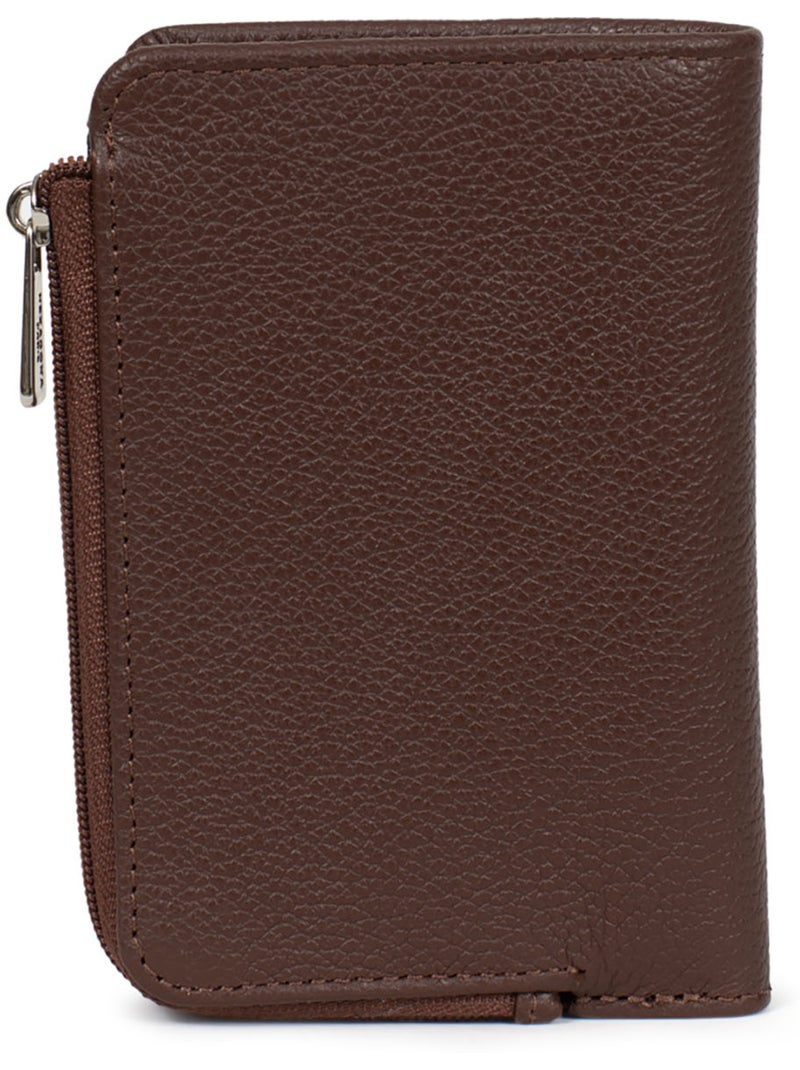 Portefeuille  1 volet  Stop RFID  Cuir CONFORT Marron chocolat - Kiabi