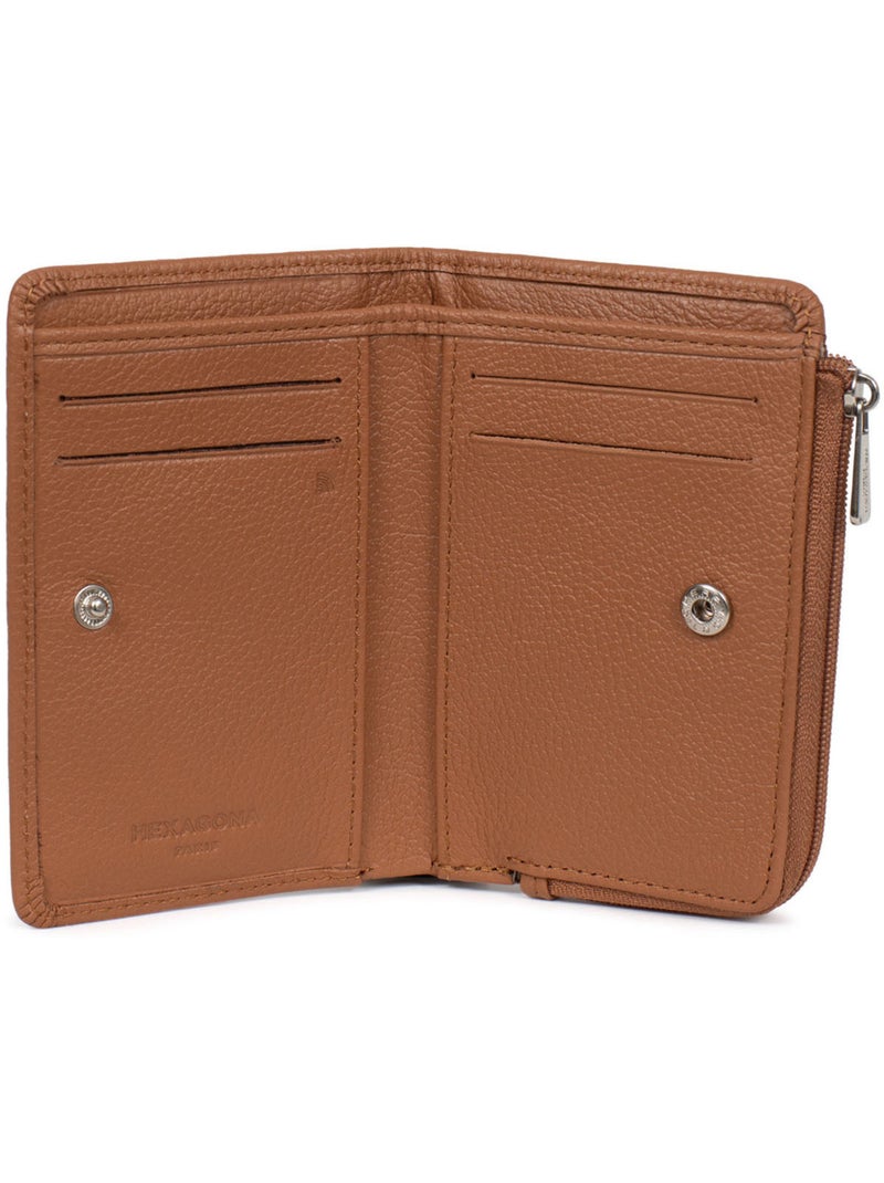 Portefeuille  1 volet  Stop RFID  Cuir CONFORT Marron clair - Kiabi