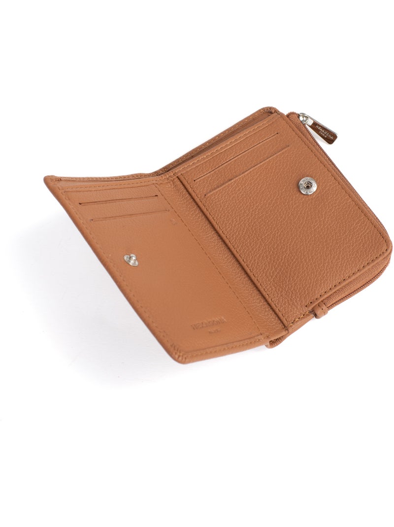 Portefeuille  1 volet  Stop RFID  Cuir CONFORT Marron clair - Kiabi