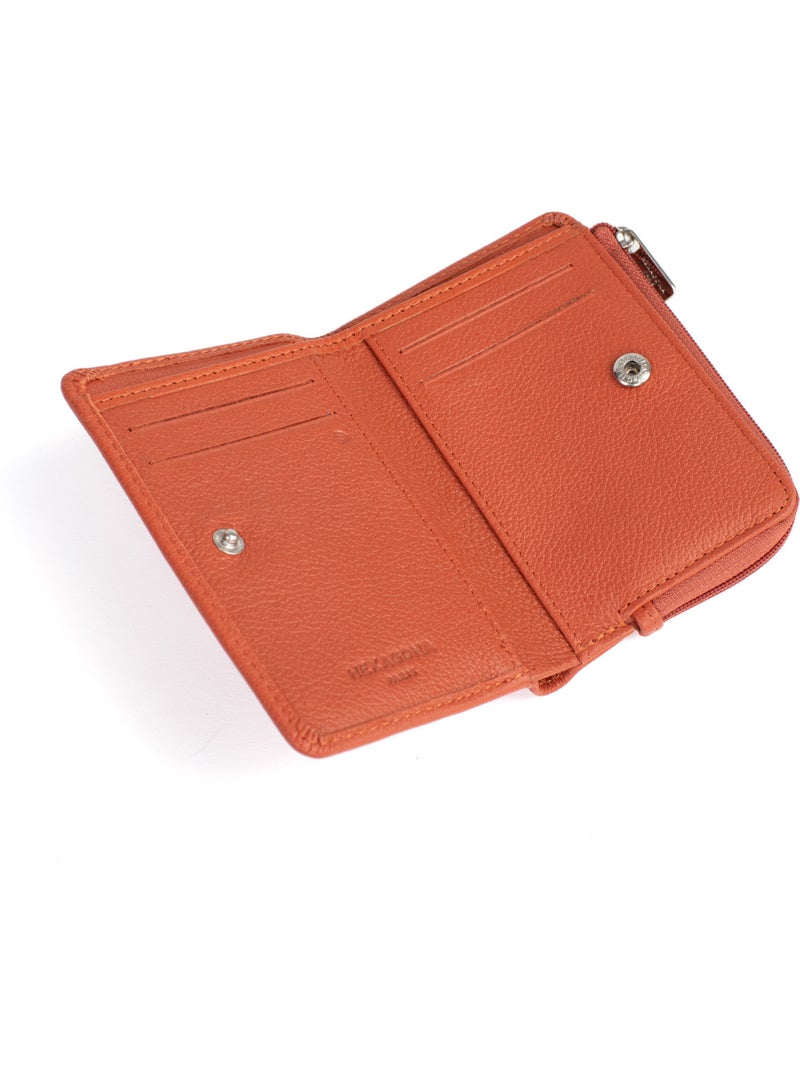 Portefeuille  1 volet  Stop RFID  Cuir CONFORT Orange - Kiabi