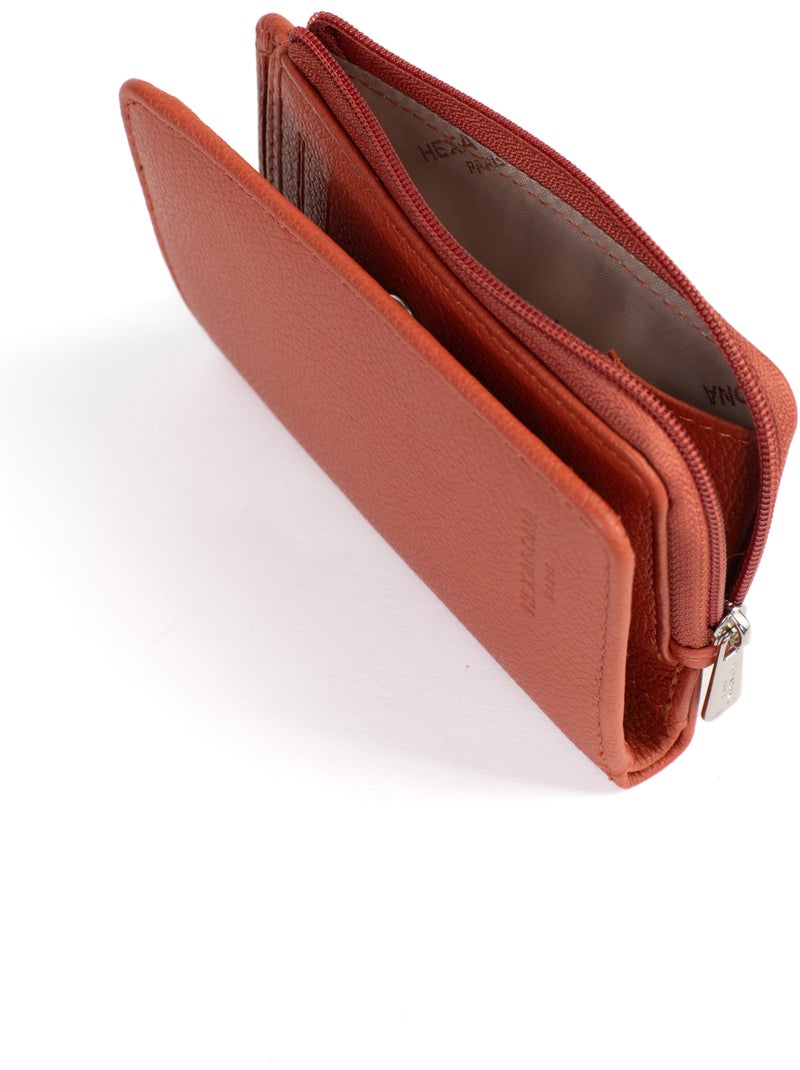 Portefeuille  1 volet  Stop RFID  Cuir CONFORT Orange - Kiabi