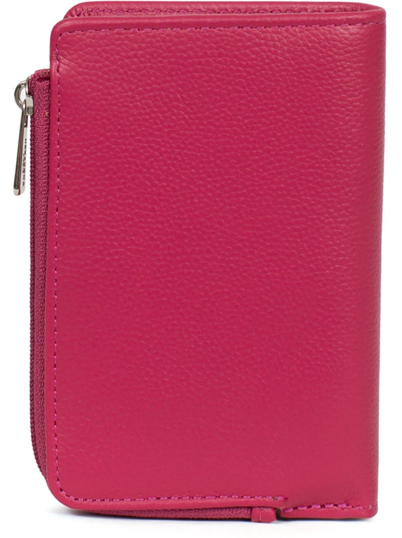 Portefeuille  1 volet  Stop RFID  Cuir CONFORT Rose fushia - Kiabi