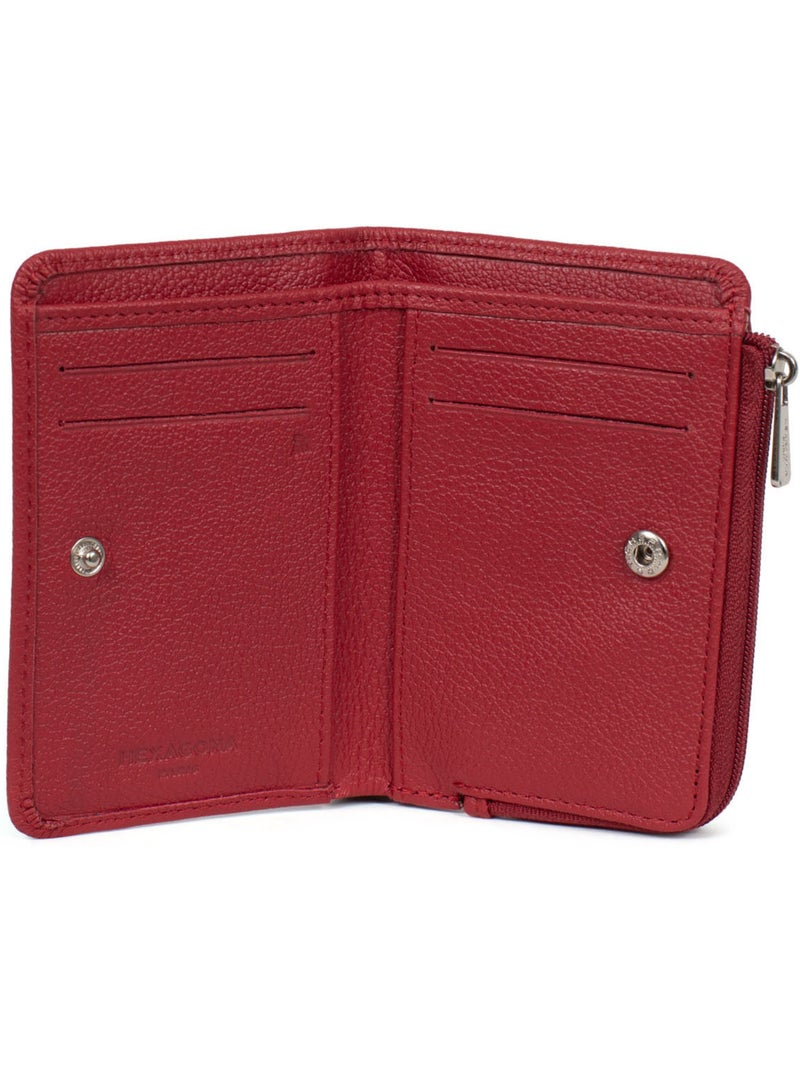 Portefeuille  1 volet  Stop RFID  Cuir CONFORT Rouge foncé - Kiabi