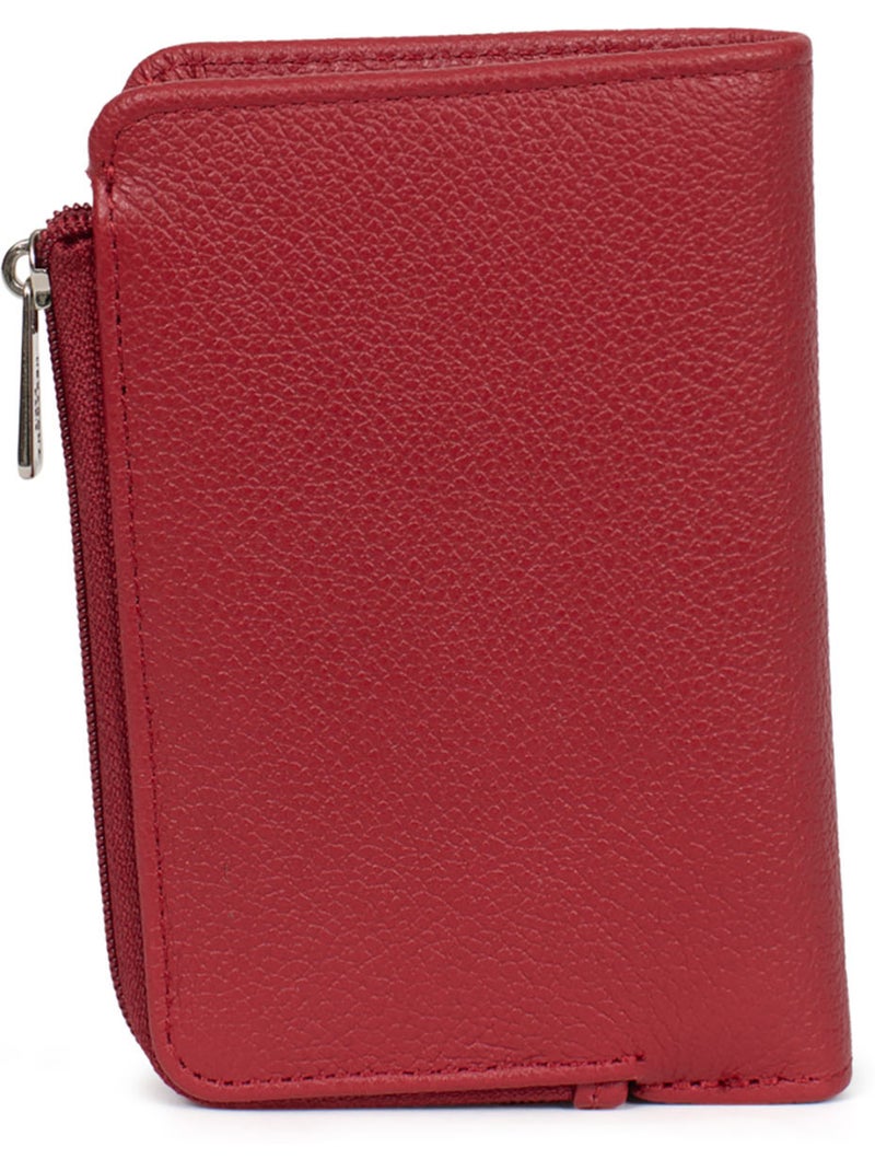 Portefeuille  1 volet  Stop RFID  Cuir CONFORT Rouge foncé - Kiabi