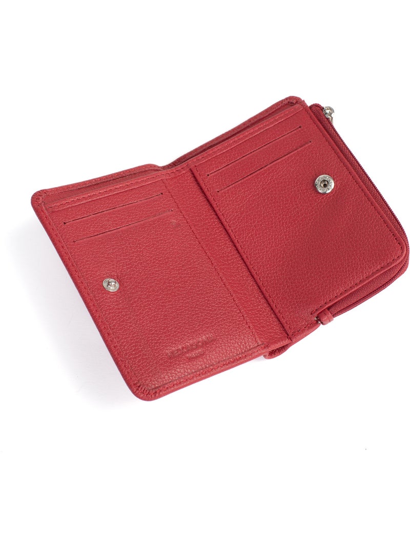 Portefeuille  1 volet  Stop RFID  Cuir CONFORT Rouge foncé - Kiabi
