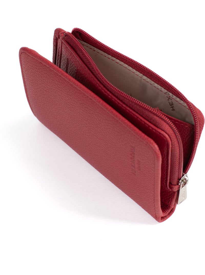 Portefeuille  1 volet  Stop RFID  Cuir CONFORT Rouge foncé - Kiabi