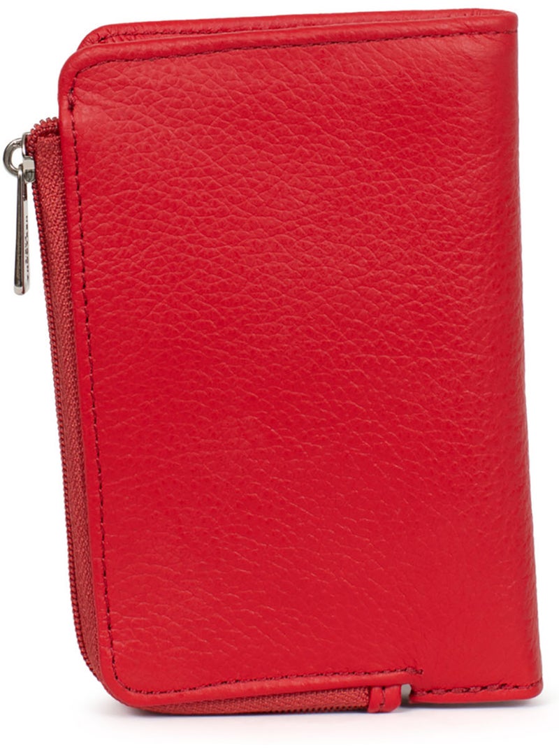 Portefeuille  1 volet  Stop RFID  Cuir CONFORT Rouge tomate - Kiabi
