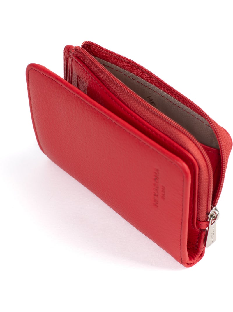 Portefeuille  1 volet  Stop RFID  Cuir CONFORT Rouge tomate - Kiabi