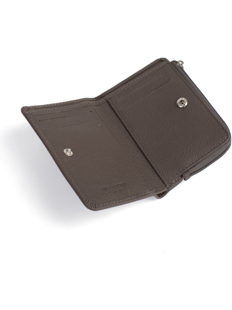 Portefeuille  1 volet  Stop RFID  Cuir CONFORT Taupe - Kiabi