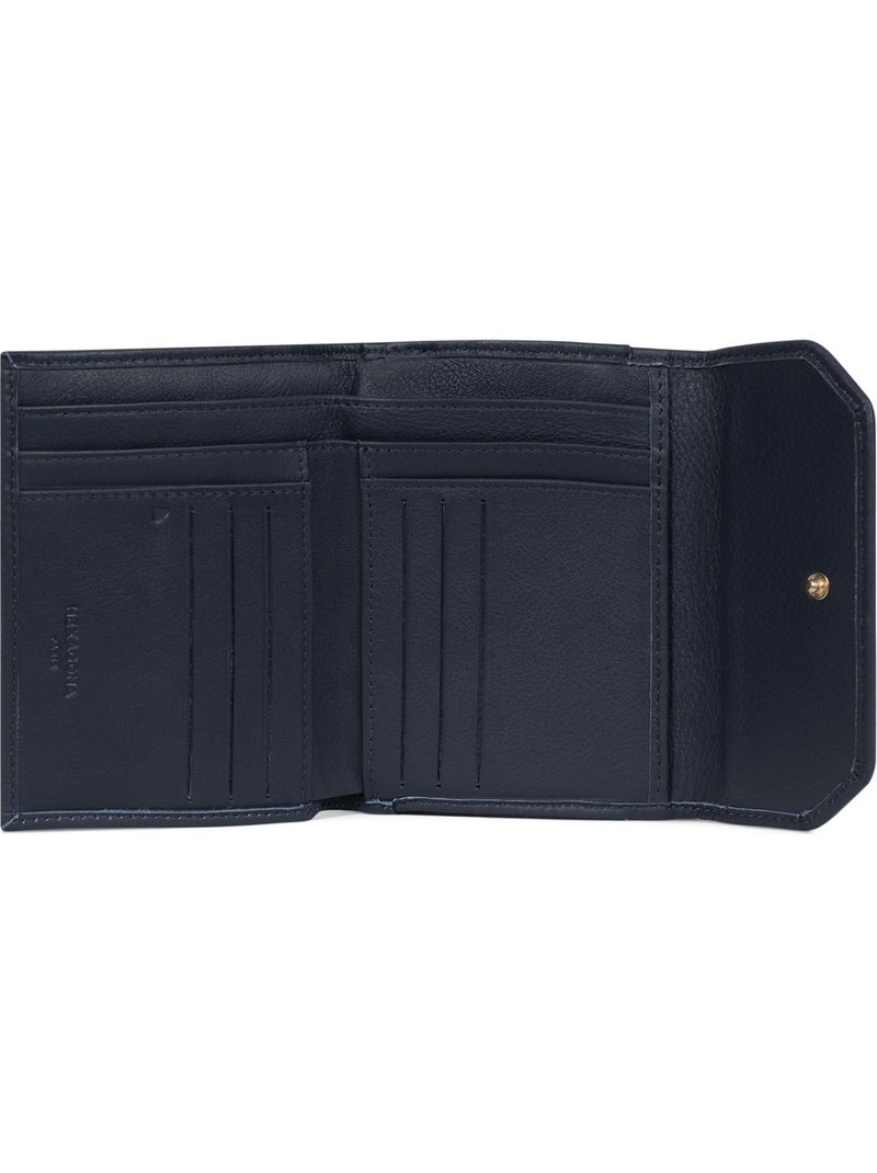 Portefeuille  1 volet  Stop RFID  Cuir de vachette TAIMA Bleu nuit - Kiabi