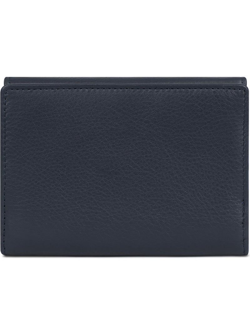 Portefeuille  1 volet  Stop RFID  Cuir de vachette TAIMA Bleu nuit - Kiabi