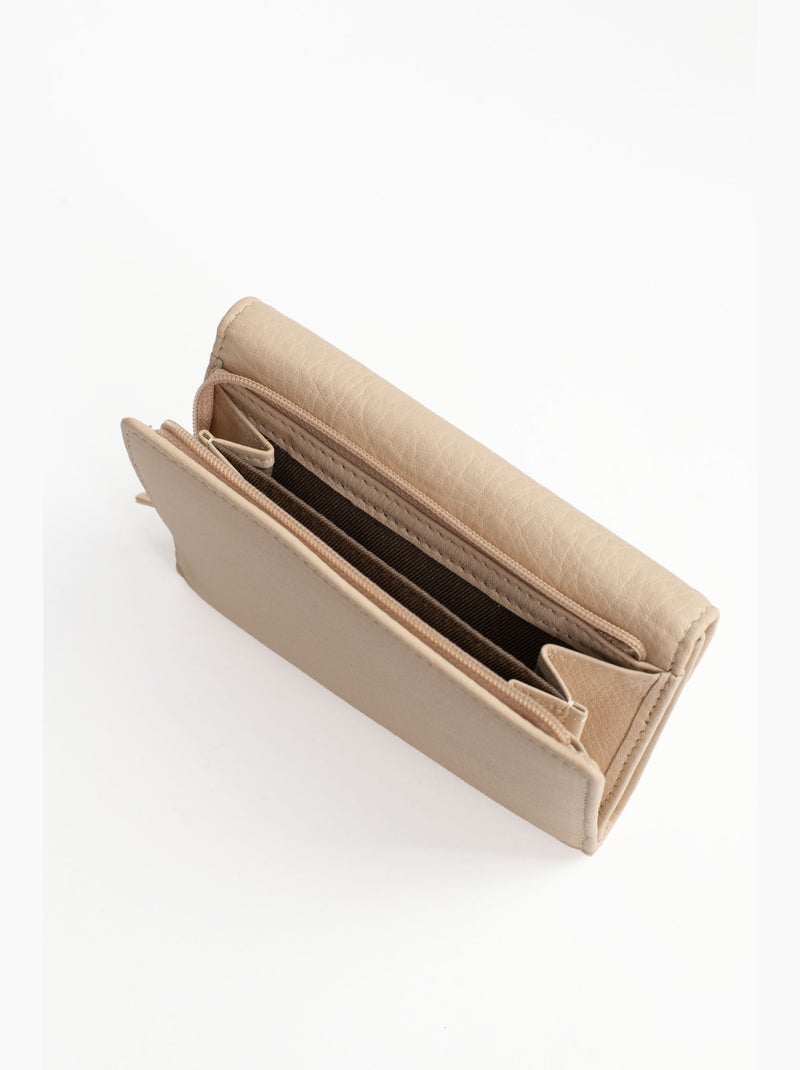 Portefeuille  1 volet  Stop RFID  Cuir de vachette TAIMA Crème - Kiabi