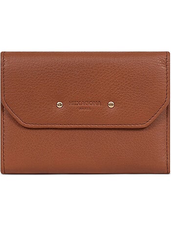 Portefeuille 1 volet stop rfid cuir de vachette taima hexagona