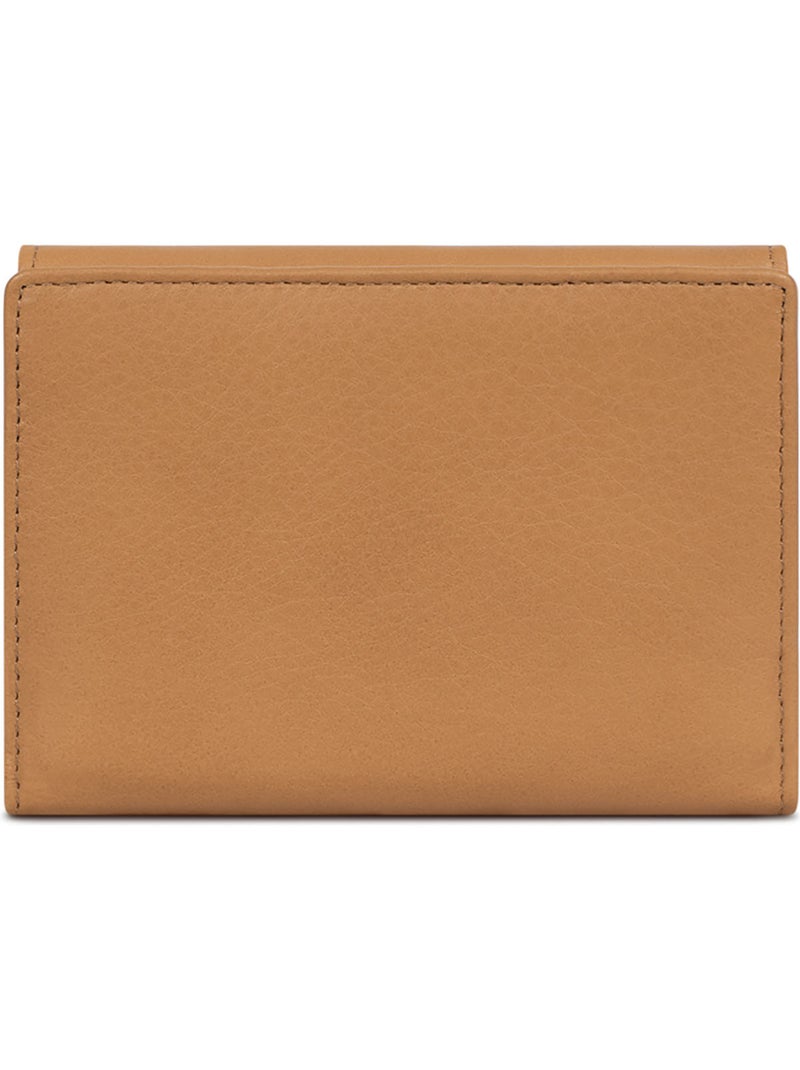 Portefeuille  1 volet  Stop RFID  Cuir de vachette TAIMA Marron havane - Kiabi