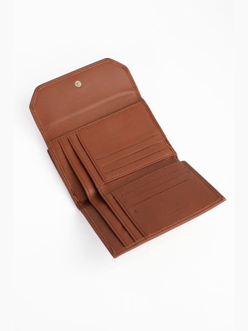 Portefeuille  1 volet  Stop RFID  Cuir de vachette TAIMA Marron - Kiabi