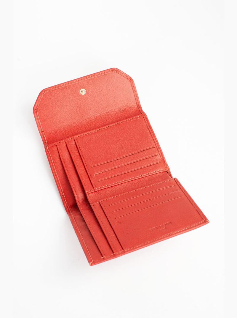 Portefeuille  1 volet  Stop RFID  Cuir de vachette TAIMA Orange - Kiabi