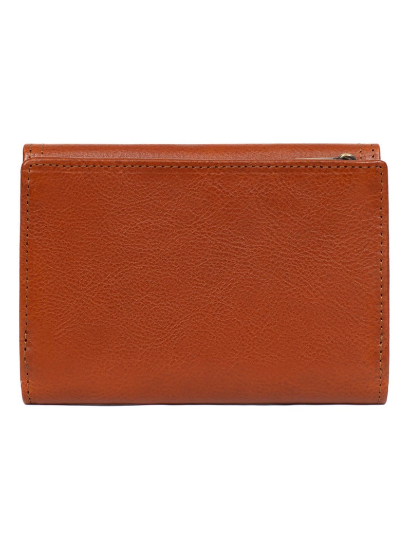 Portefeuille  1 volet  Stop RFID  Cuir JEANNE Cognac - Kiabi