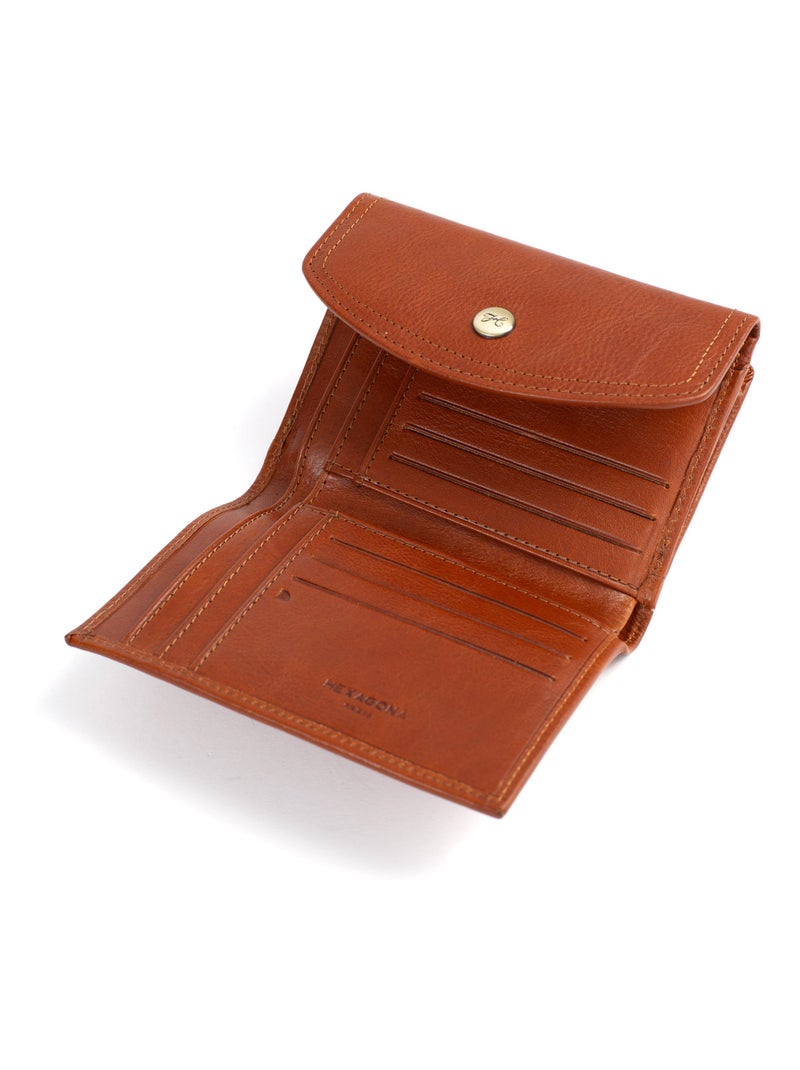 Portefeuille  1 volet  Stop RFID  Cuir JEANNE Cognac - Kiabi