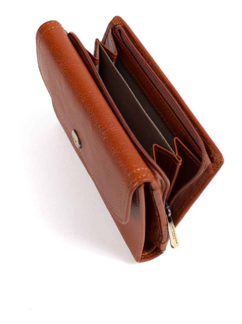 Portefeuille  1 volet  Stop RFID  Cuir JEANNE Cognac - Kiabi